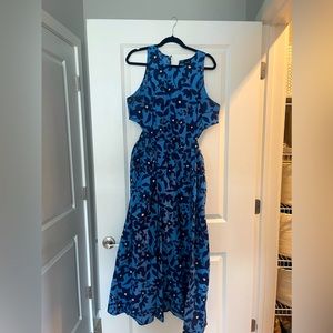 Who What Wear Blue Floral Maxi Dress w/ Cut Outs